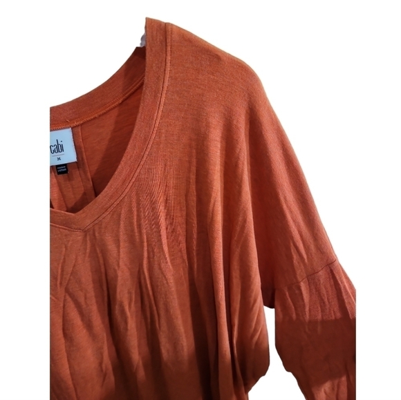 Cabi Hangout Tee Heathered Orange With Gray Striped Hem Relaxed Fit Medium - Picture 3 of 6